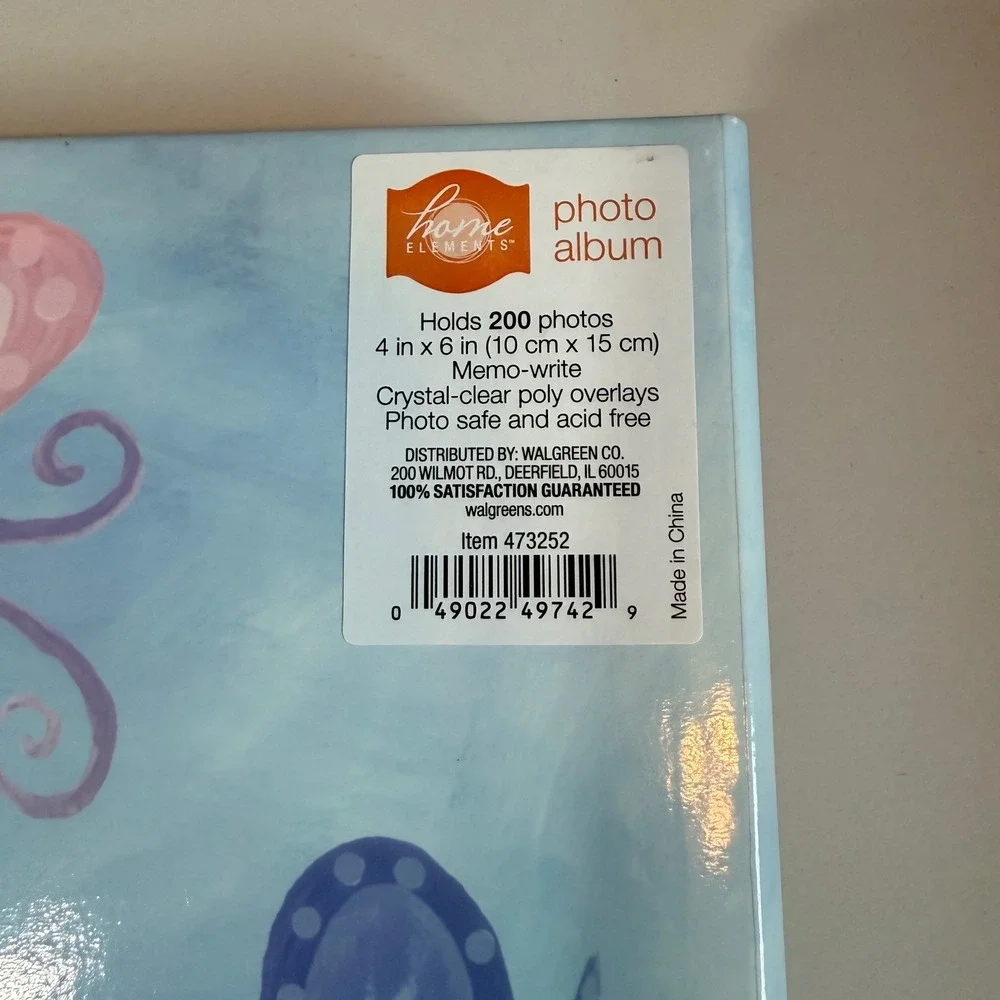 Home Elements Butterfly Photo Album Blue Memories 200 Photos 4x6 Memo Write